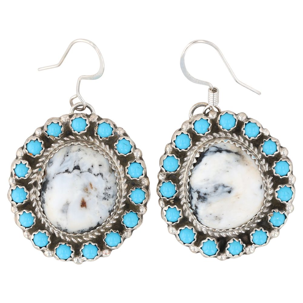 Lot 343: Navajo Sterling Multi-Stone Dangle Earrings