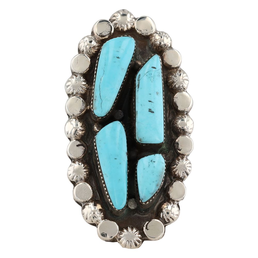Lot 344: Loretta Delgarito Navajo Silver Turquoise Ring