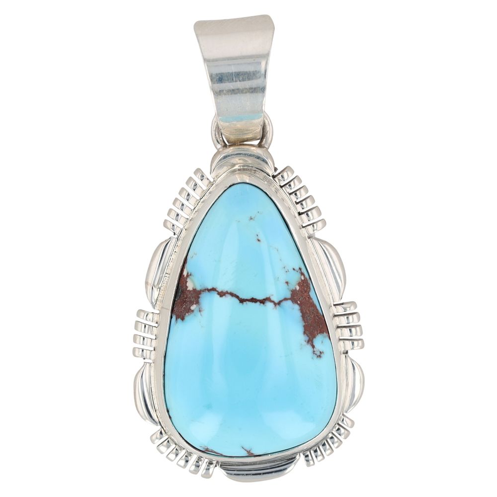 Lot 345: A. Martinez Navajo Golden Hills Turquoise Sterling Pendant