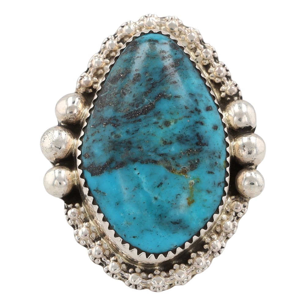 Lot 348: Leslie Nez Navajo Sterling Kingman Turquoise Ring