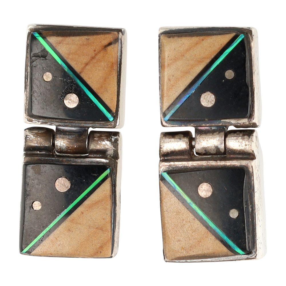 Lot 352: Olson Charleston Navajo Sterling Inlay Earrings