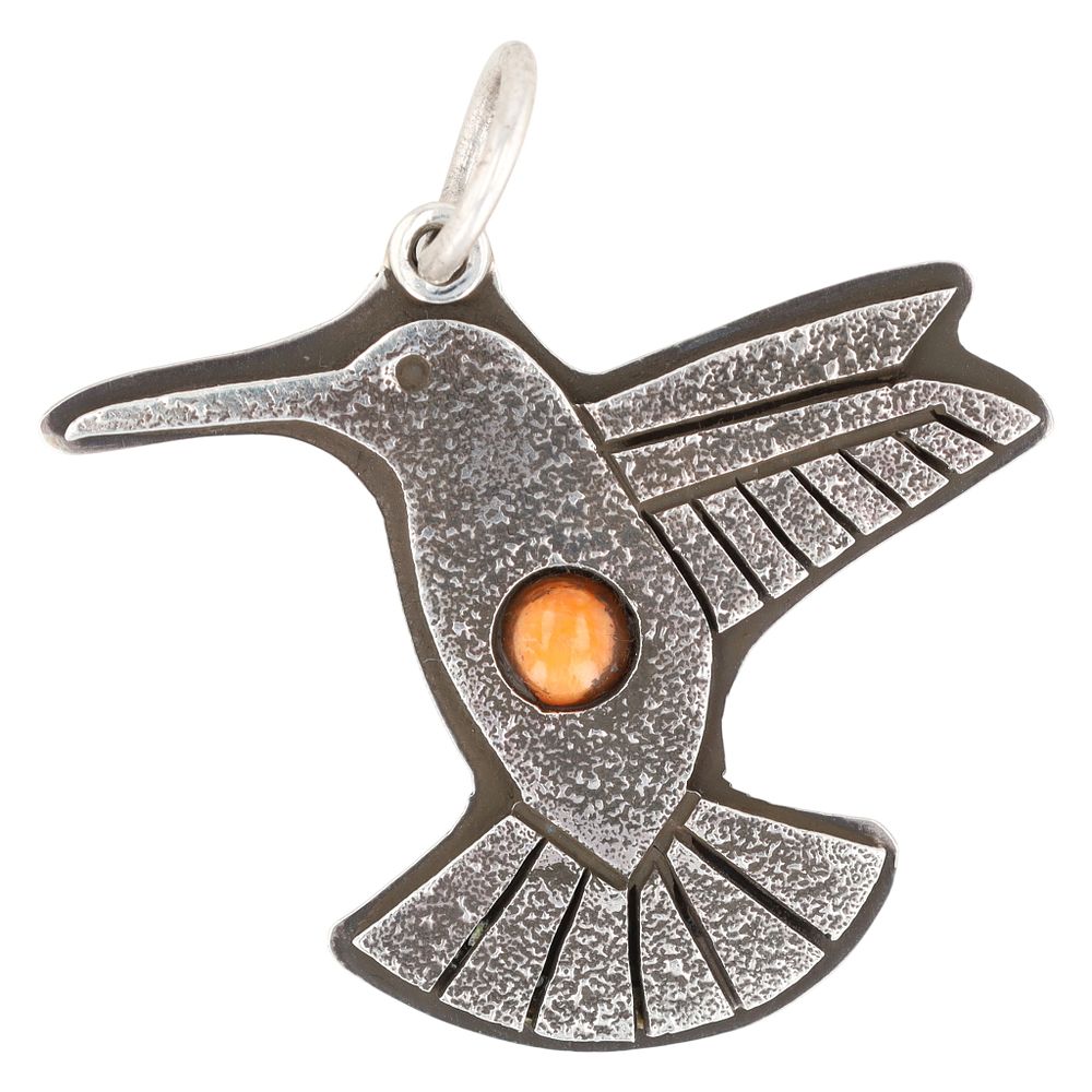 Lot 354: Aaron John Navajo Tufa Sterling Spiny Hummingbird Pendant