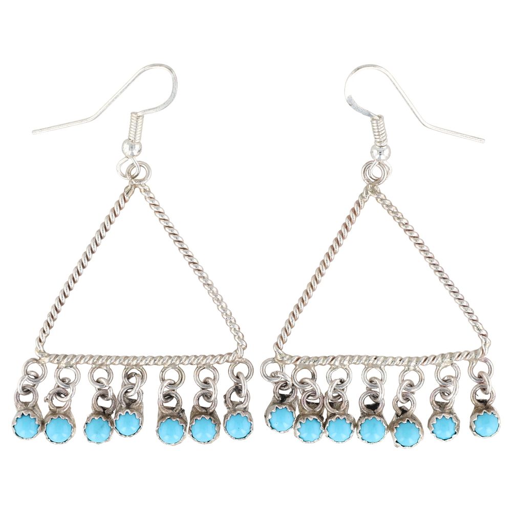 Lot 359: Sylvia Chee Navajo Sterling Kingman Dangle Earrings