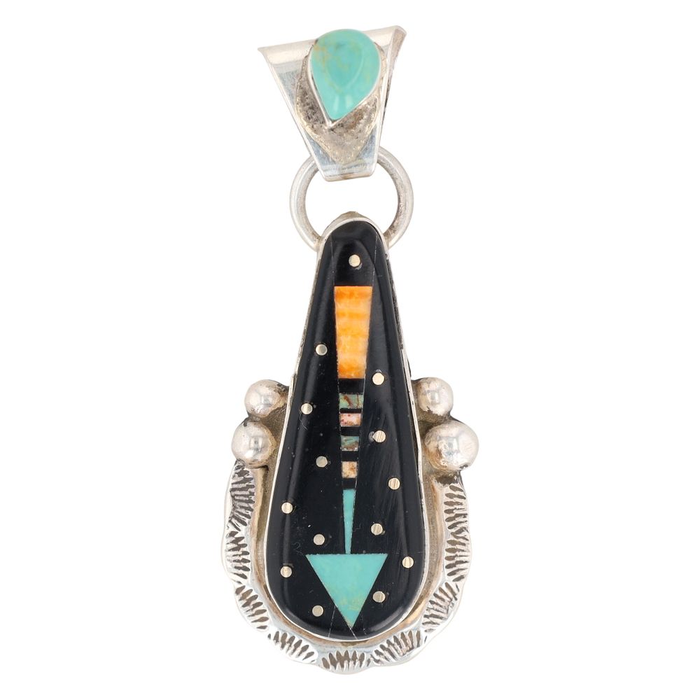 Lot 372: Ray Jack Navajo Sterling Multi-Stone Inlay Pendant