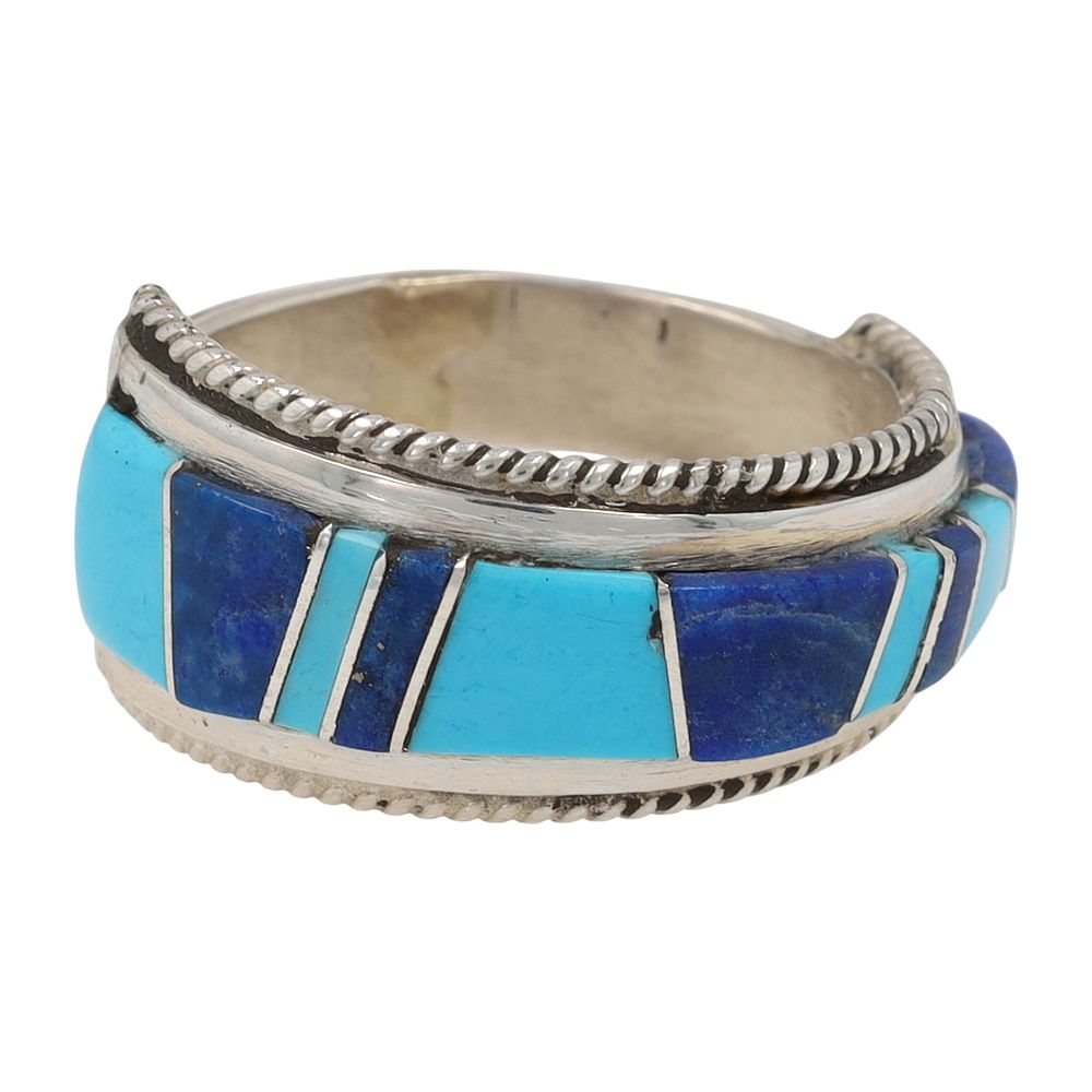 Lot 377: Deirdre Luna Panteah Zuni Sterling Inlay Ring