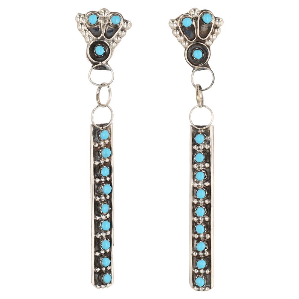Lot 383: Davis Kaamasee Zuni Sterling Kingman Earrings