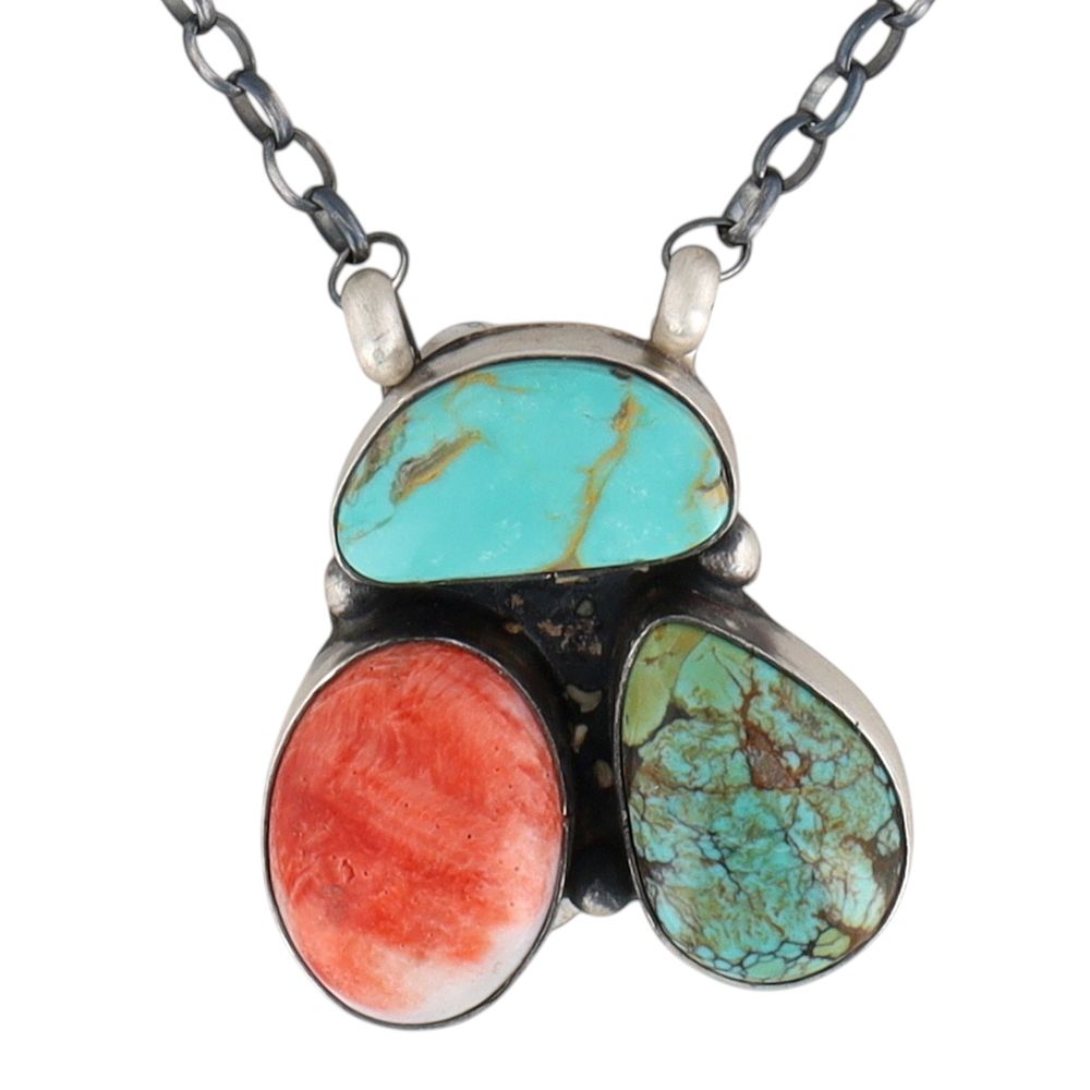 Lot 386: Donovan Skeets Navajo Sterling Multi-Stone Necklace