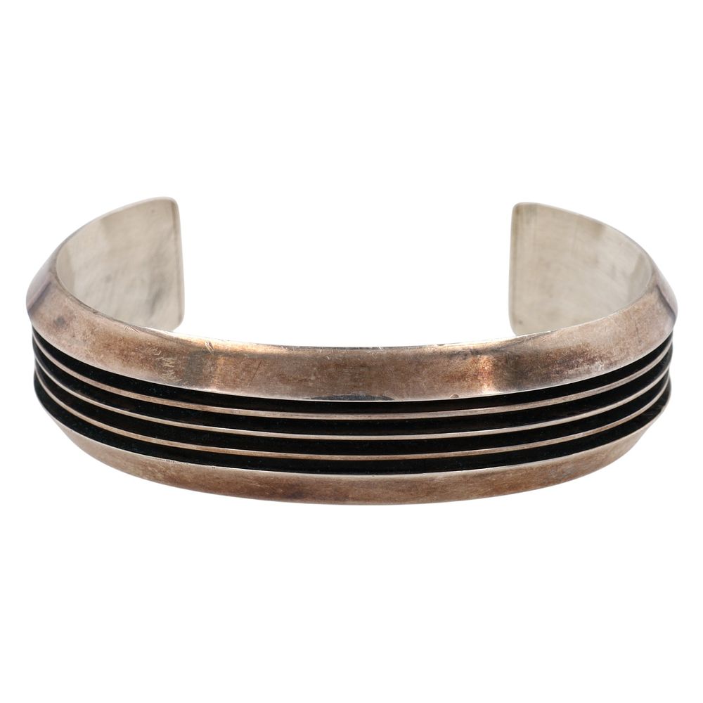 Lot 422: Tom Hawk Navajo Sterling Channel Cuff Bracelet