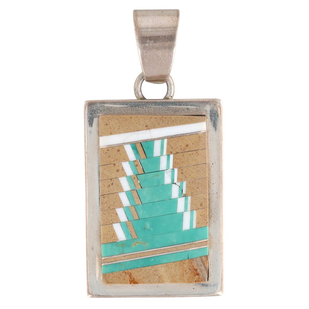 Lot 434: Tommy Jackson Navajo Sterling Inlay Pendant