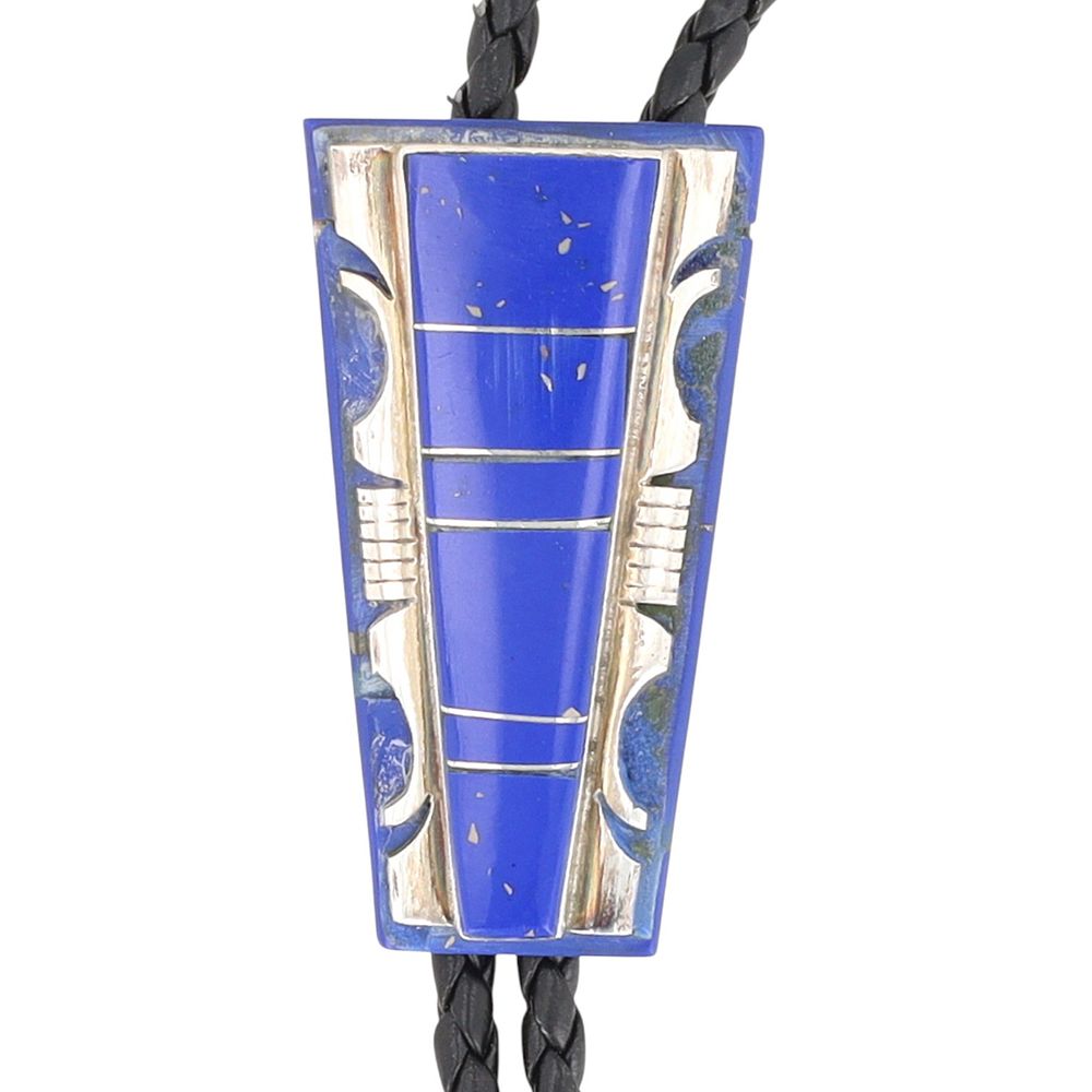 Lot 450: Steve Francisco Navajo Handmade Lapis Sterling Silver Bolo Tie