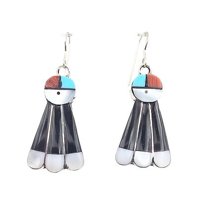 Cheryl Paywa Zuni Sterling Kingman Turquoise Earrings. Zuni handmade sterling silver earrings by 