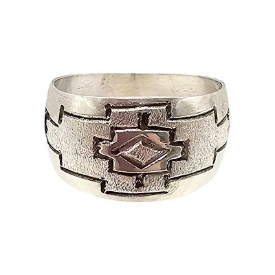 Florence Tahe Navajo Sterling Ring Sz 7.5. Sterling silver ring handcrafted by Florence Tahe, a 