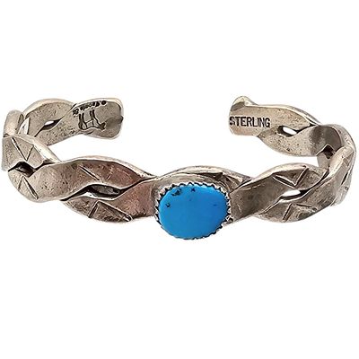 Phillip Tsosie Navajo Sterling Sleeping Beauty Turquoise Bracelet. A handmade sterling silver 