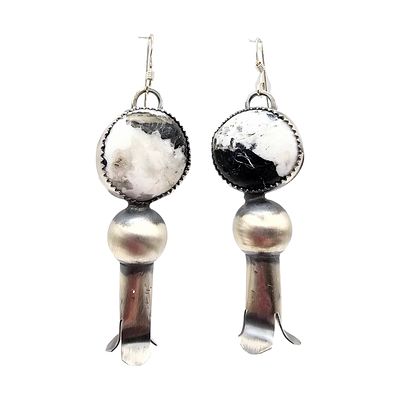 Tia Long Navajo Sterling & White Buffalo Earrings. Handmade earrings by Tia Long, crafted in 
