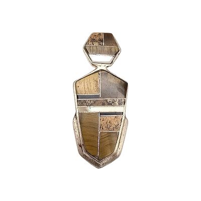 Wilson Dawes Navajo Sterling Earthtone Pendant. Handmade sterling silver pendant by Wilson Dawes 
