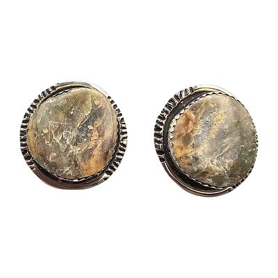 Gloria Pinto Navajo Sterling Boulder Turquoise Earrings. Navajo handmade earrings by Gloria 