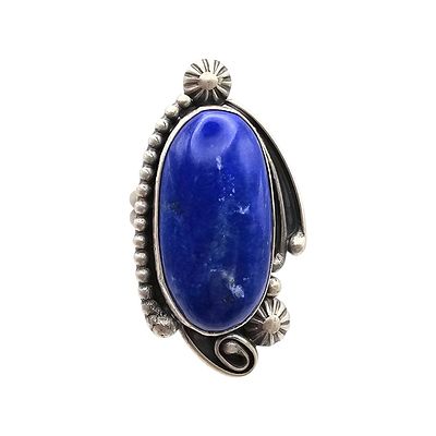 Sterling Navajo Adjustable Lapis Ring by Daniel Benally. Adjustable sterling silver ring 