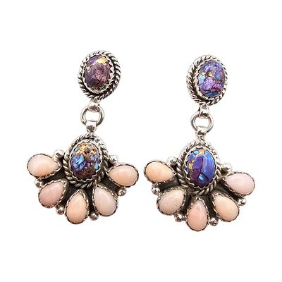 Hada Collection Sterling Pink Purple Mohave Earrings. Sterling Silver earrings from the Hada 