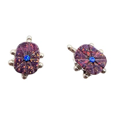 Sarah Bowannie Zuni Sterling Opal Earrings. Zuni handmade earrings by Sarah Bowannie featuring 