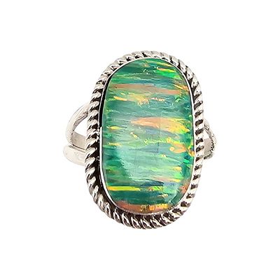 Victor Thompson Navajo Sterling Opal Ring Sz 8.5. Sterling silver ring featuring an oval opal 