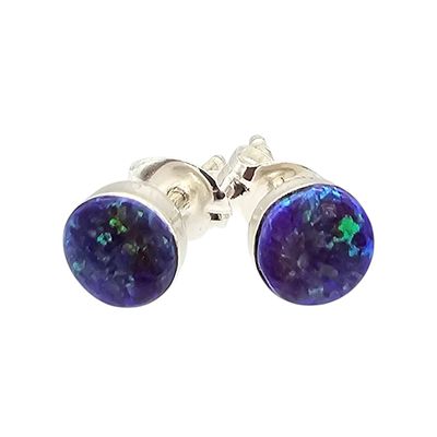 Mary Ann Neha Zuni Sterling Opal Stud Earrings. Handmade stud earrings by Mary Ann Neha, crafted 