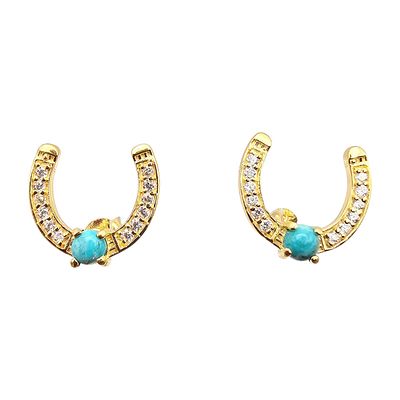 Hada Collection 14K Gold-Plated Sterling Horseshoe Earrings. Hada Collection earrings featuring 