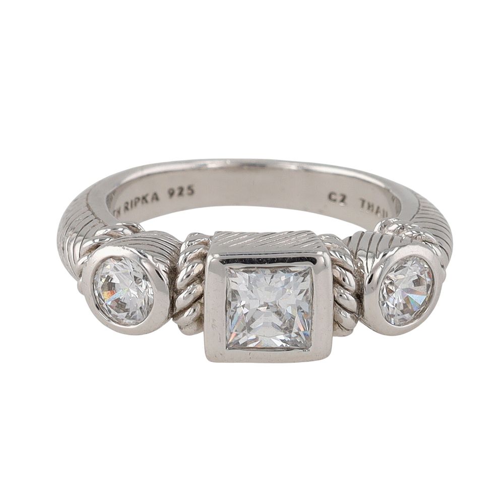Lot 170: Judith Ripka Sterling Cubic Zirconia Ring Sz 6