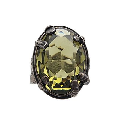 Silpada Israel Sterling Olivine Swarovski Ring Sz 8. Retired Silpada Israel Sterling and Olivine 