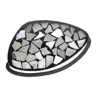 Israel Vintage Sterling Shell Inlay Pendant Brooch. Israel Vintage 930 Sterling and Shell Inlay 