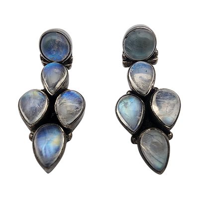 Sterling Moonstone Earrings. Sterling and Moonstone Earrings - 5.7g - Note: posts are out of 