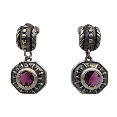 Sterling Garnet Earrings. Sterling and Garnet Earrings - 6.5g