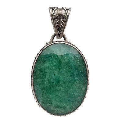 Sterling Emerald Pendant. Big! Sterling and Emerald Pendant - 24.7g