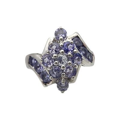 Sterling Iolite Cluster Ring Sz 5. Sterling and Iolite Cluster Ring Sz 5 - 2.8g