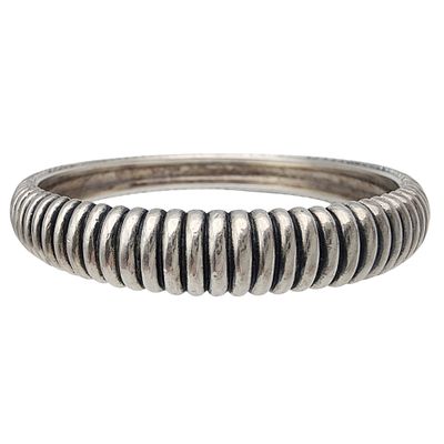 Sterling Silver Ribbed Bangle Bracelet - 39g