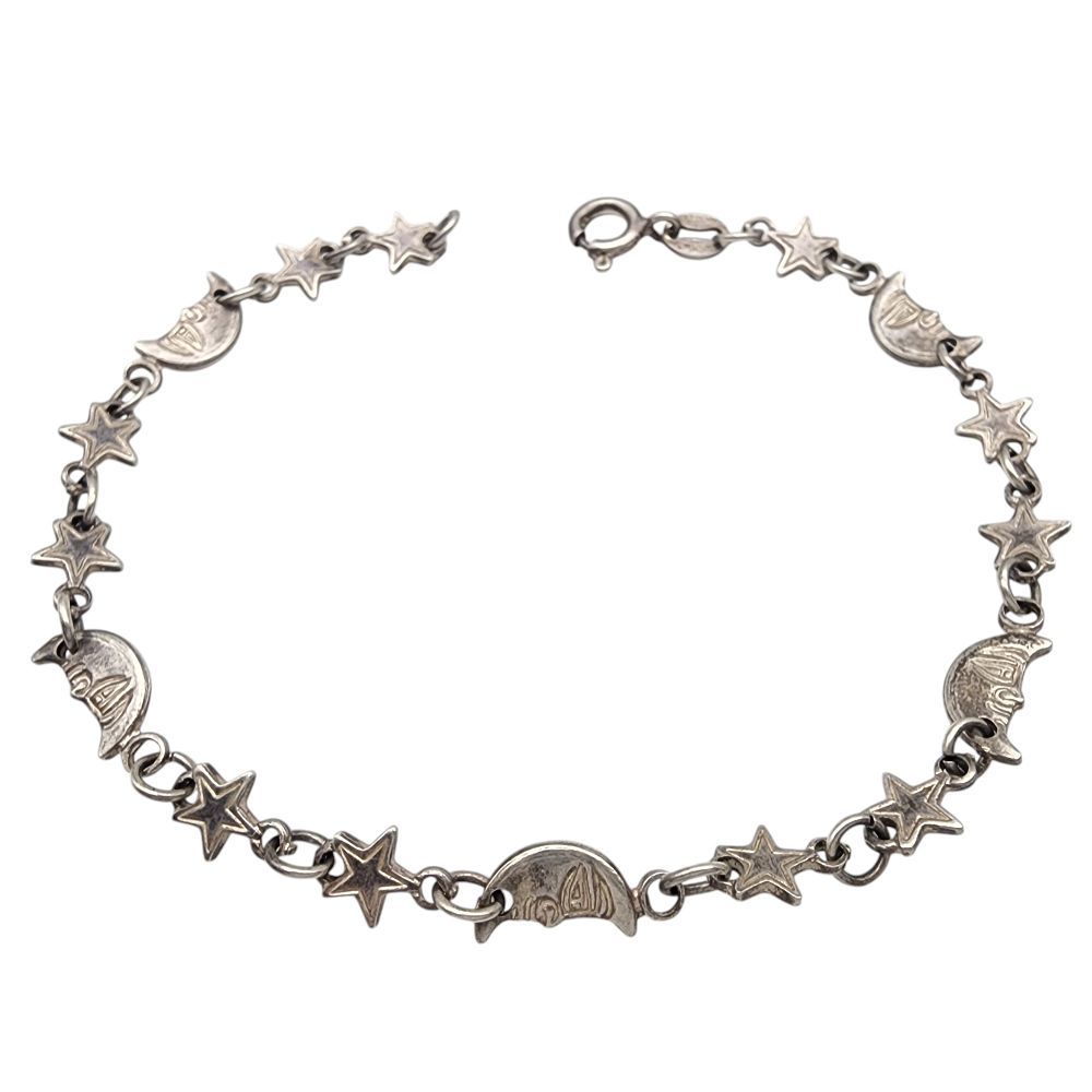 Lot 170: Vintage Sterling Star and Moon Bracelet
