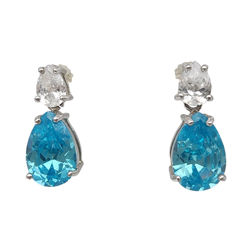 Lot 172: Sterling Aquamarine Drop Earrings