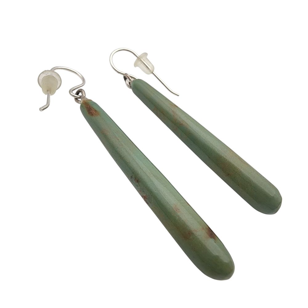 Lot 175: Sterling Turquoise Teardrop Earrings