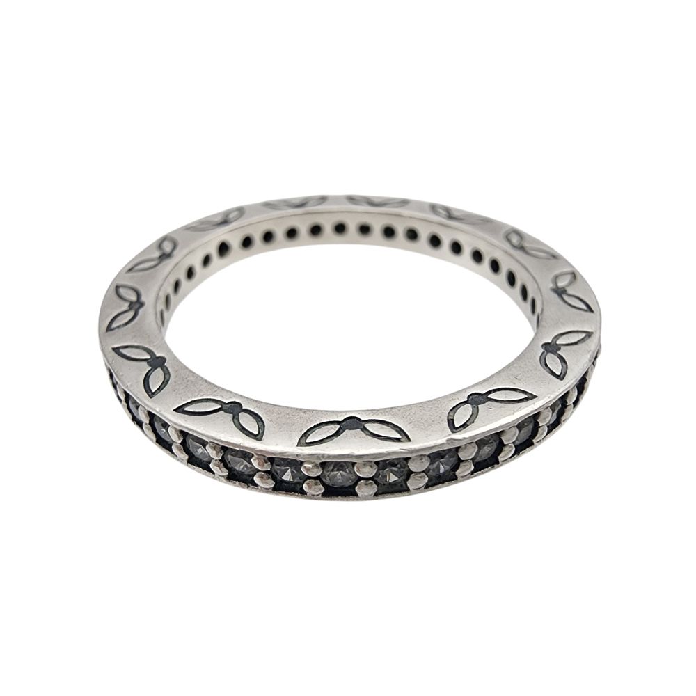 Lot 196: Pandora Sterling Cubic Zirconia Eternity Ring Sz 9