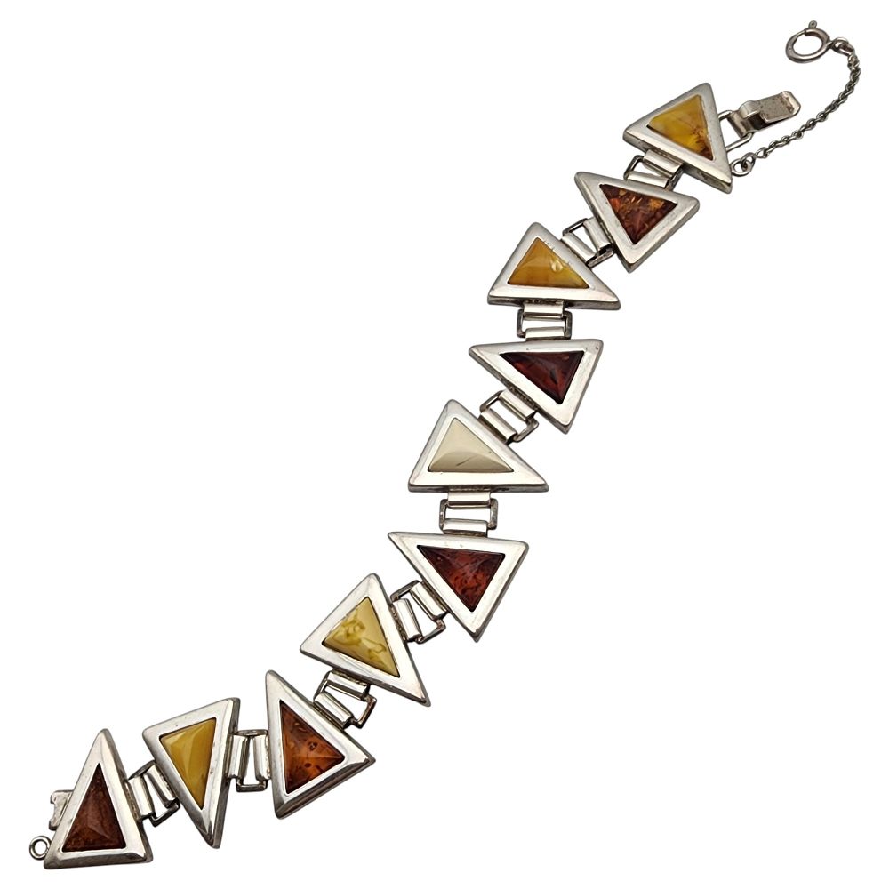 Lot 286: Vintage Sterling Multicolor Amber Link Bracelet