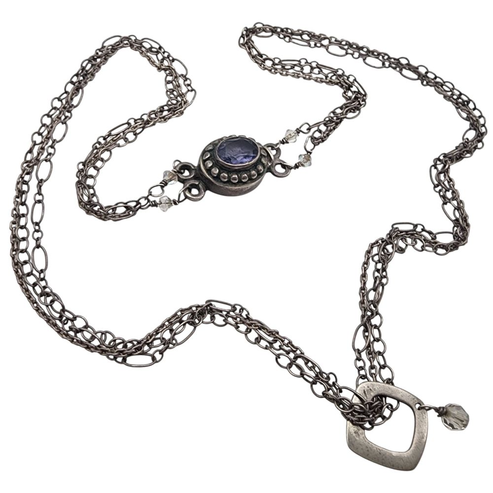 Lot 336: Vintage Sterling Amethyst Multistrand Chain Necklace