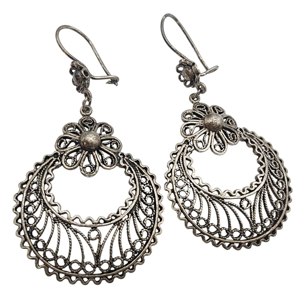 Lot 351: DGS Turkey Sterling Filigree Dangle Earrings