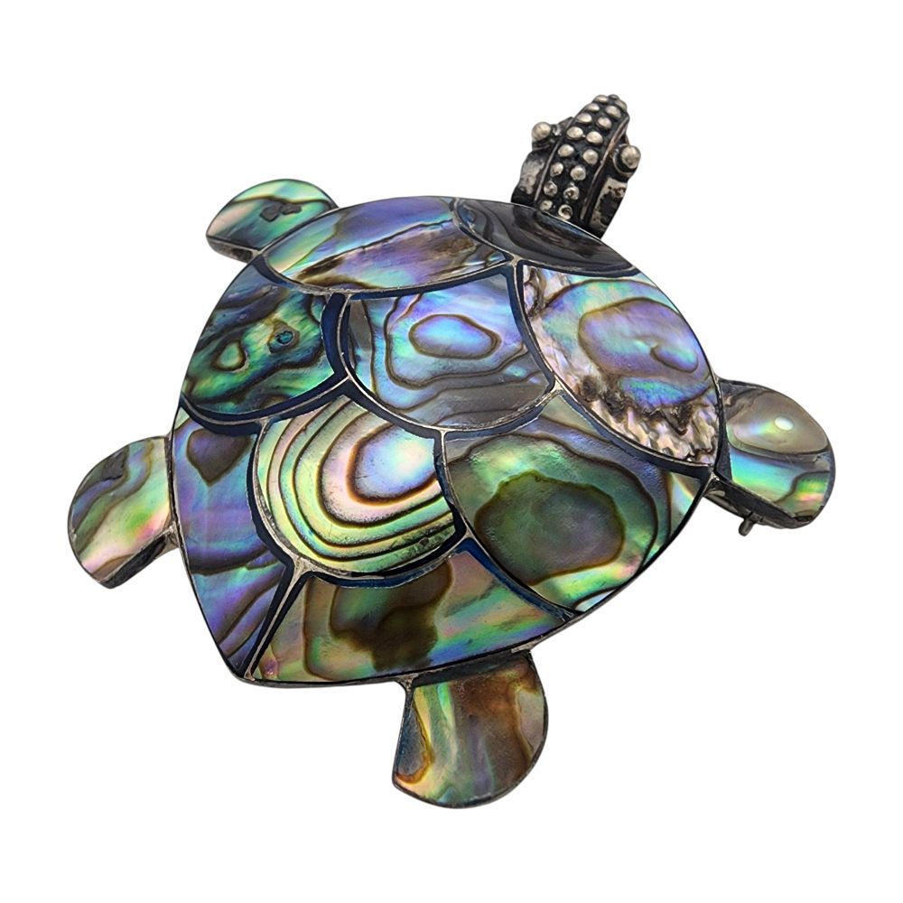 Lot 353: Sterling Abalone Turtle Pendant Brooch