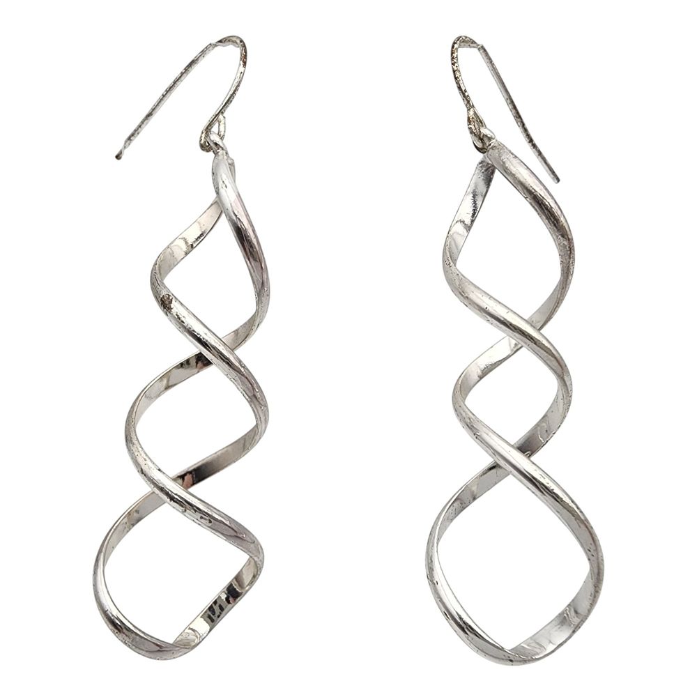 Lot 354: Sterling Spiral Dangle Earrings