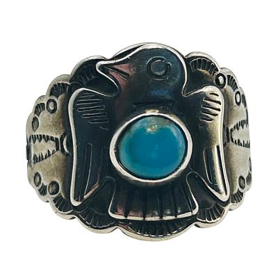 Jane Popovich, Navajo Thunderbird, Sterling Ring Size 6, 3.87 G. Jane Popovich Navajo 