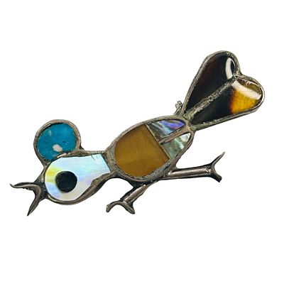 Vintage Zuni Roadrunner Sterling Brooch 2.04 G. Vintage Zuni roadrunner Sterling brooch 2.04 g