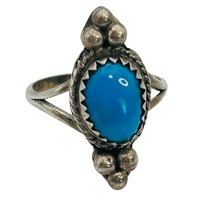 Native Sterling Turquoise Ring Size 5, 2.89 G. Native Sterling turquoise ring size 5 2.89 g