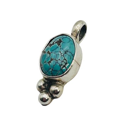 Navajo Signed ALV Sterling Turquoise Pendant 1.16 G. Navajo signed ALV Sterling turquoise 