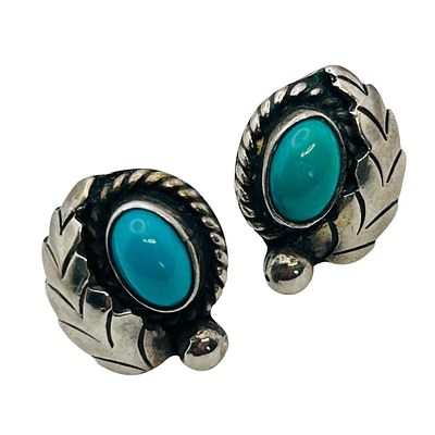 Navajo Sterling Turquoise Earrings 2.49 G. Navajo Sterling turquoise earrings 2.49 g
