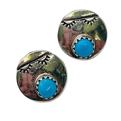 Tom Billy Navajo Turquoise Sterling Earrings 1.68 G. Tom Billy Navajo turquoise Sterling 