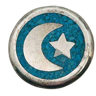 SouthwestSterling Crushed Turquoise Moon Star Pendant 4.89 G. SouthwestSterling crushed 